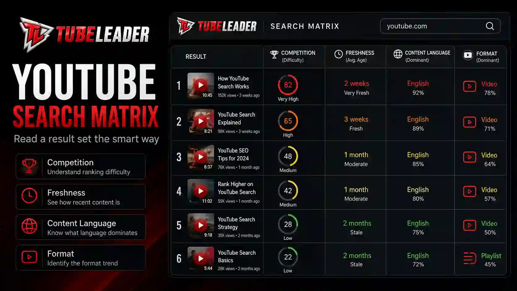 YouTube Search Matrix: How to Read a Result Set
